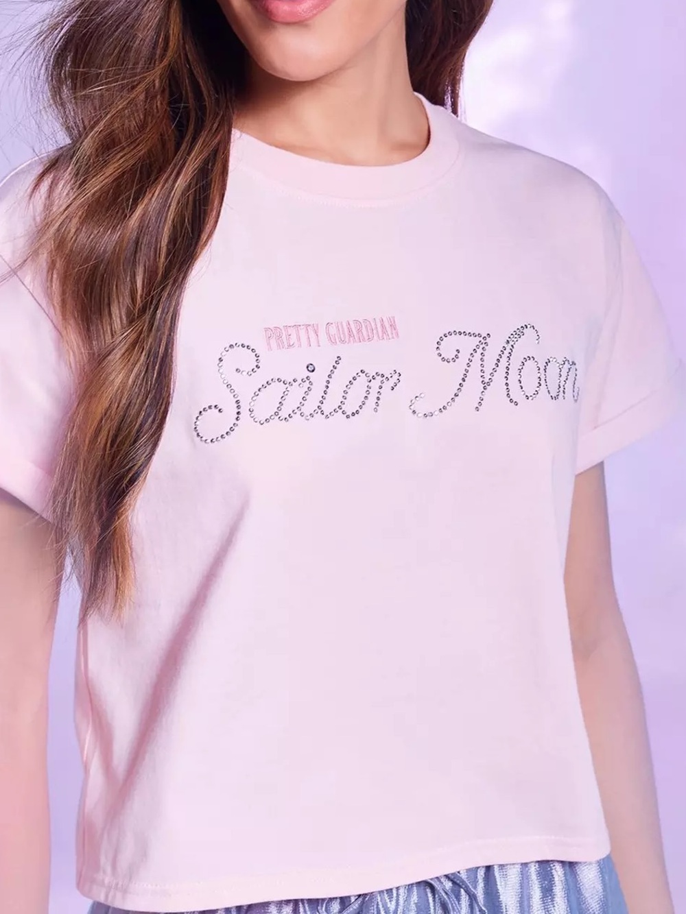 Pretty Guardian Sailor Moon Rhinestone Kaleido Moon Scope Cropped T-Shirt